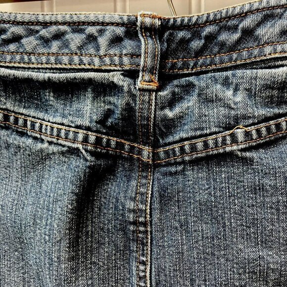 Anne Taylor Loft Factory Retro Y2K Medium Wash Front Pockets Denim Skirt Size 4 - Picture 6 of 11